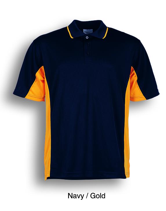 navy gold, Breezeway Panel  Polo Shirt Short sleeve      UPF: excellent protection     160gsm, 100% breezeway polyester fabric     Breathable  micromesh fabric     Draws Sweat from Body, Quick Dry